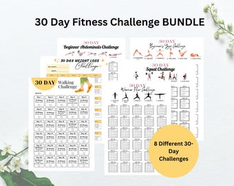 PAQUETE de retos de 30 días, Rastreador de retos de 30 días imprimible, Retos de abdominales de 30 días, Retos de salud de 30 días, Retos de entrenamiento mensuales