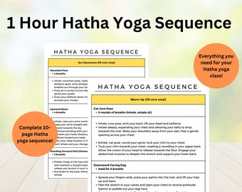 Hatha Yoga Sequence, 1 Hour Yoga Flow, Yoga Script Chakra Balance and Harmony, Yin Yoga Sequence PDF Printable, Yoga exercise planner