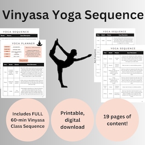 Full Body Flow: Vinyasa Yoga Sequence, Yoga Sequence planner, Yoga Sequence method, Vinyasa Yoga sequence poster, Yoga exercise planner