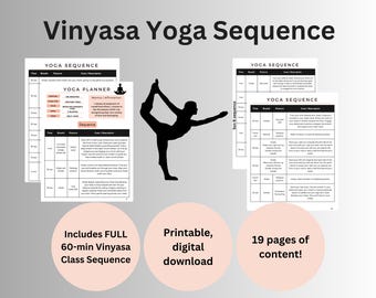 Full Body Flow: Vinyasa Yoga Sequence, Yoga Sequence planner, Yoga Sequence method, Vinyasa Yoga sequence poster, Yoga exercise planner