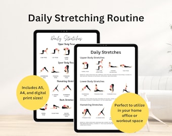 Daily Stretch Routine, Morning Stretches, Stretching Challenge, Flexibility Workout Mobility Exercises, Stretching for Beginners, Print PDF