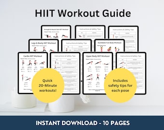 Szybkie treningi HIIT, 20-minutowe treningi, program fitness, plan treningowy, ćwiczenia na pośladki, cardio i spalające tłuszcz, wersja do druku