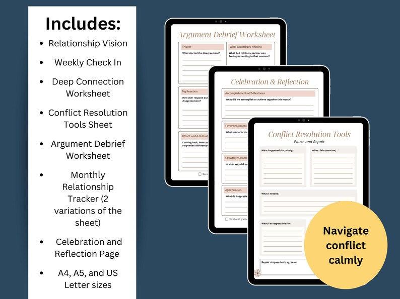 Couples Communication Workbook Printable | Relationship Check-in ...