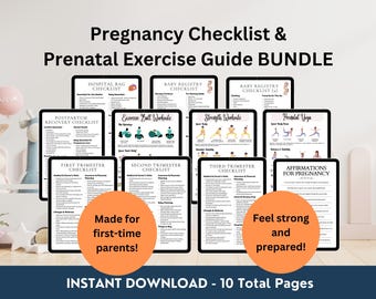Pregnancy Checklist Bundle, Prenatal Planner, Pregnancy to-do list, Baby Prep Guide, Pregnancy Fitness Plan, Pregnant Workout, New Mom Guide