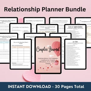 Couples Planner Journal BUNDLE, Relationship Journal Prompts, Couple Planner Couple Journal Relationship Planner, Relationship Goals Planner