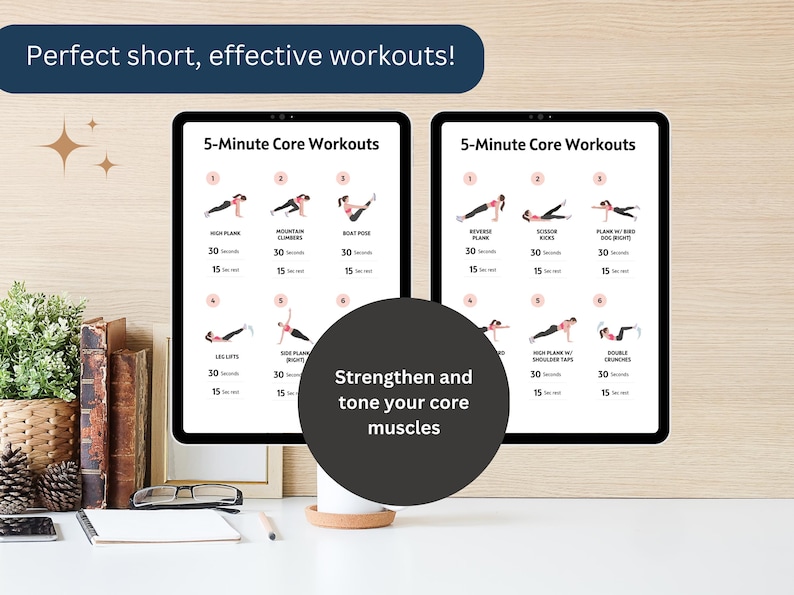 Core & Abs Exercise Challenge, Abs and Core Exercises Printable PDF ...