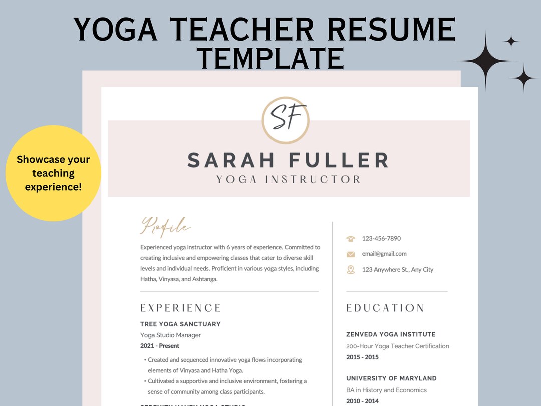 Yoga Teacher Resume Template Yoga Resume Template Word Fitness Yoga Teacher Resume Template Yoga Resume Template Word Fitness