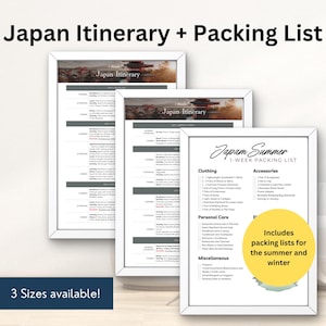 Japan Itinerary | Japan Packing List + Itinerary | 1 Week Preparation Packing Guide | Japan Planner Printable | Tokyo Download Packing List