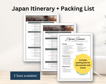Japan Itinerary | Japan Packing List + Itinerary | 1 Week Preparation Packing Guide | Japan Planner Printable | Tokyo Download Packing List