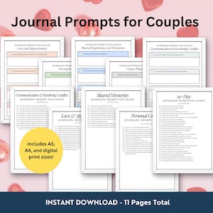 Couple Relationship Journal Prompts, Couple Journal Printable Couple Journal Prompts, Relationship Journal Couple Therapy Relationship Goals