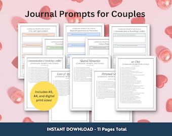 Couple's Relationship Journal Prompts: 90+ Questions (PDF Download), Journal for Couples, Couples Journal Prompts, Marriage Therapy Journal