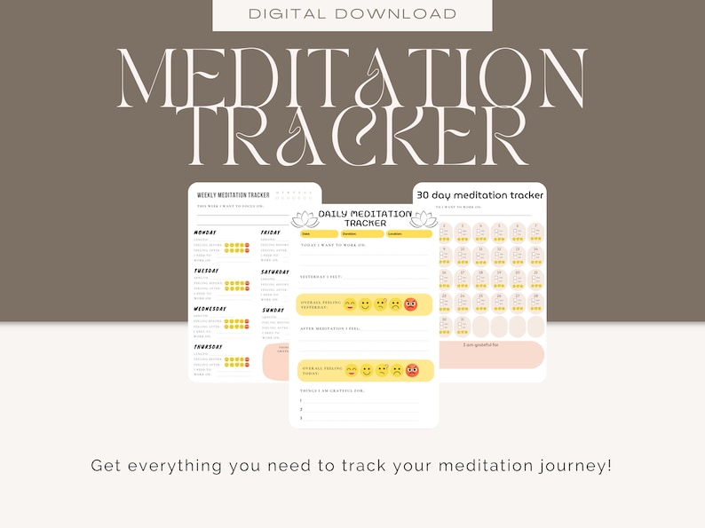 Meditation Tracker Printable, Weekly Tracker, Meditation Journal, Monthly Meditation Planner ...