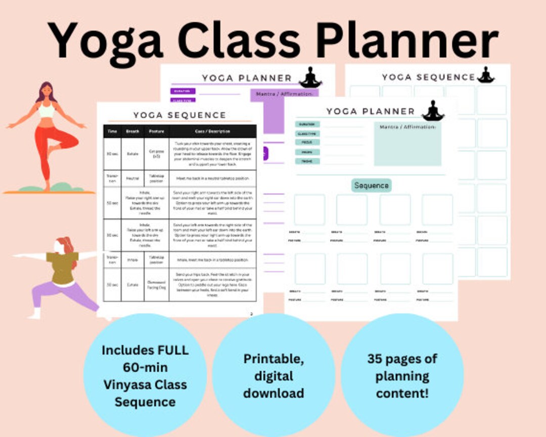 Yoga Class Planner Bundle Includes Intentions, FULL Vinyasa