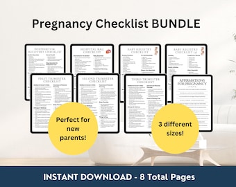 Newborn Expecting Parent Checklist BUNDLE | Pregnancy Checklist & Baby Preparation Plan Lists | Pregnancy Affirmations | Printable Checklist