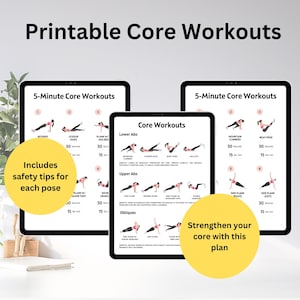 Core & Abs Exercise Challenge, Abs and Core Exercises Printable PDF, Core, Abs Workout Guide, Core Yoga Exercises, Flat Belly, No Equipment