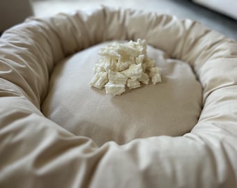 Natural Cotton Canvas Donut Dog Bed: Organic Latex Fill, Removable Cover