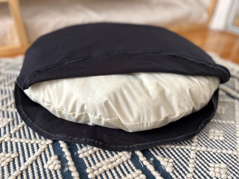 black dog bed cover removable cotton cover round pet bed insert inside