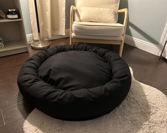 Natural Cotton Donut Dog Bed: Washable Eco-Friendly Pet Cushion