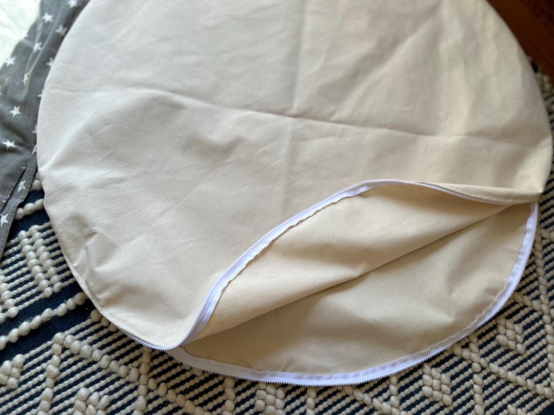 Natural 100% Cotton Canvas Round Dog Bed Cover Eco Frendly Durable Pet