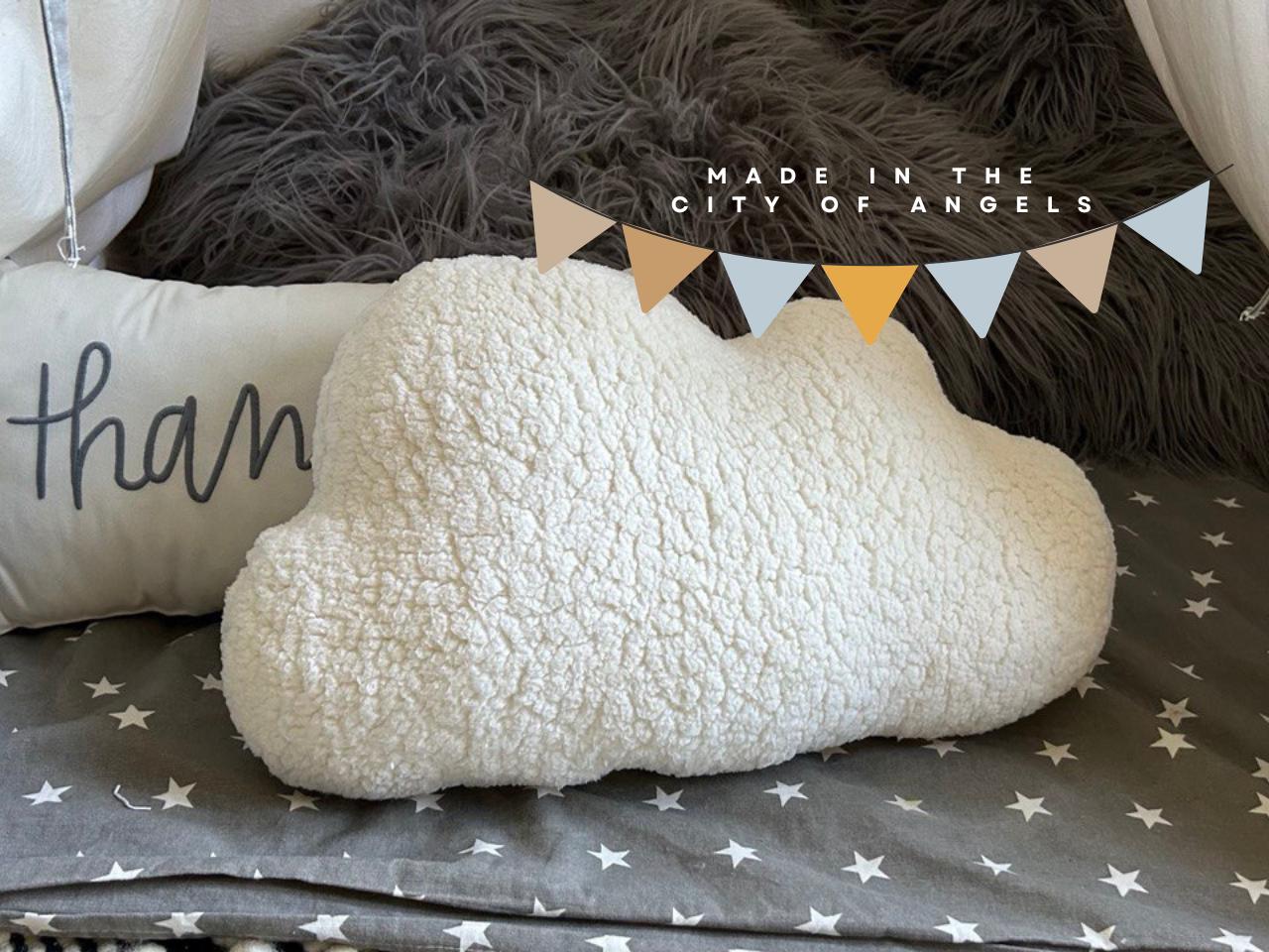 Coussin En Peluche Douce, Coussin Douillet Et Décoratif Pour Canapé Et Chambre D'enfant, Motif De Nuages, étoile Et Lune (nuages