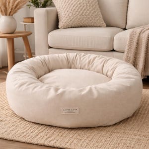 Organic Dog Bed, Non Toxic Donut Dog Bed, Washable Cotton Dog Bed, Natural Latex Fill, USA Made