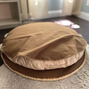 round dog bed cover medium brown cotton canvas removable cover on insert