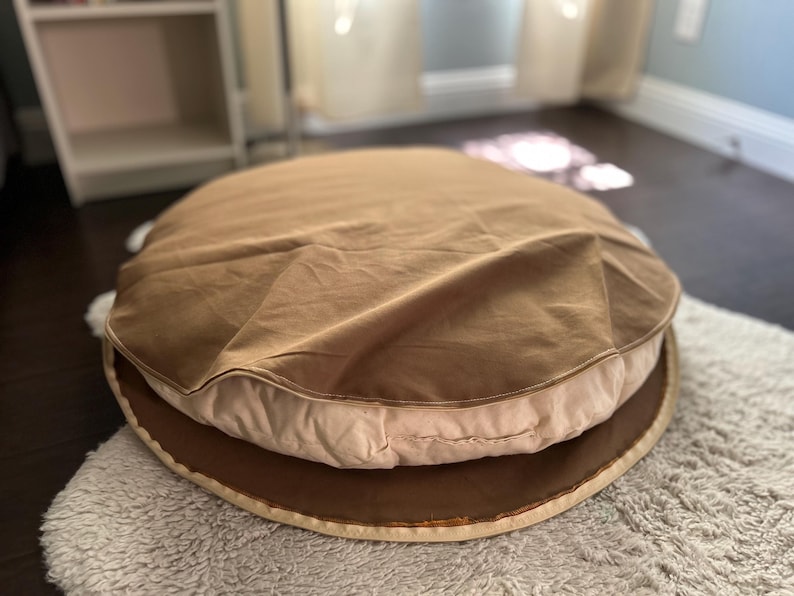 round dog bed cover medium brown cotton canvas removable cover on insert