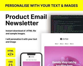 Modelo de newsletter por e-mail personalizada | Design para loja de doces (Download digital)