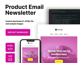 Modelo de e-mail para loja de doces | HTML moderno e responsivo (Download digital)