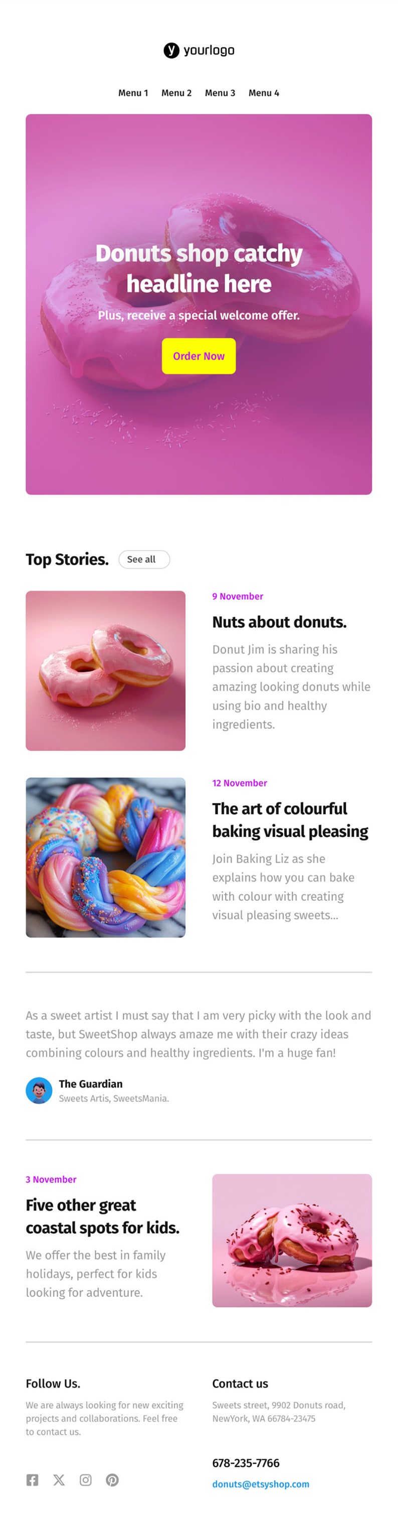 FULLY CUSTOM Modern HTML Email Newsletter Template Suited for Candy ...