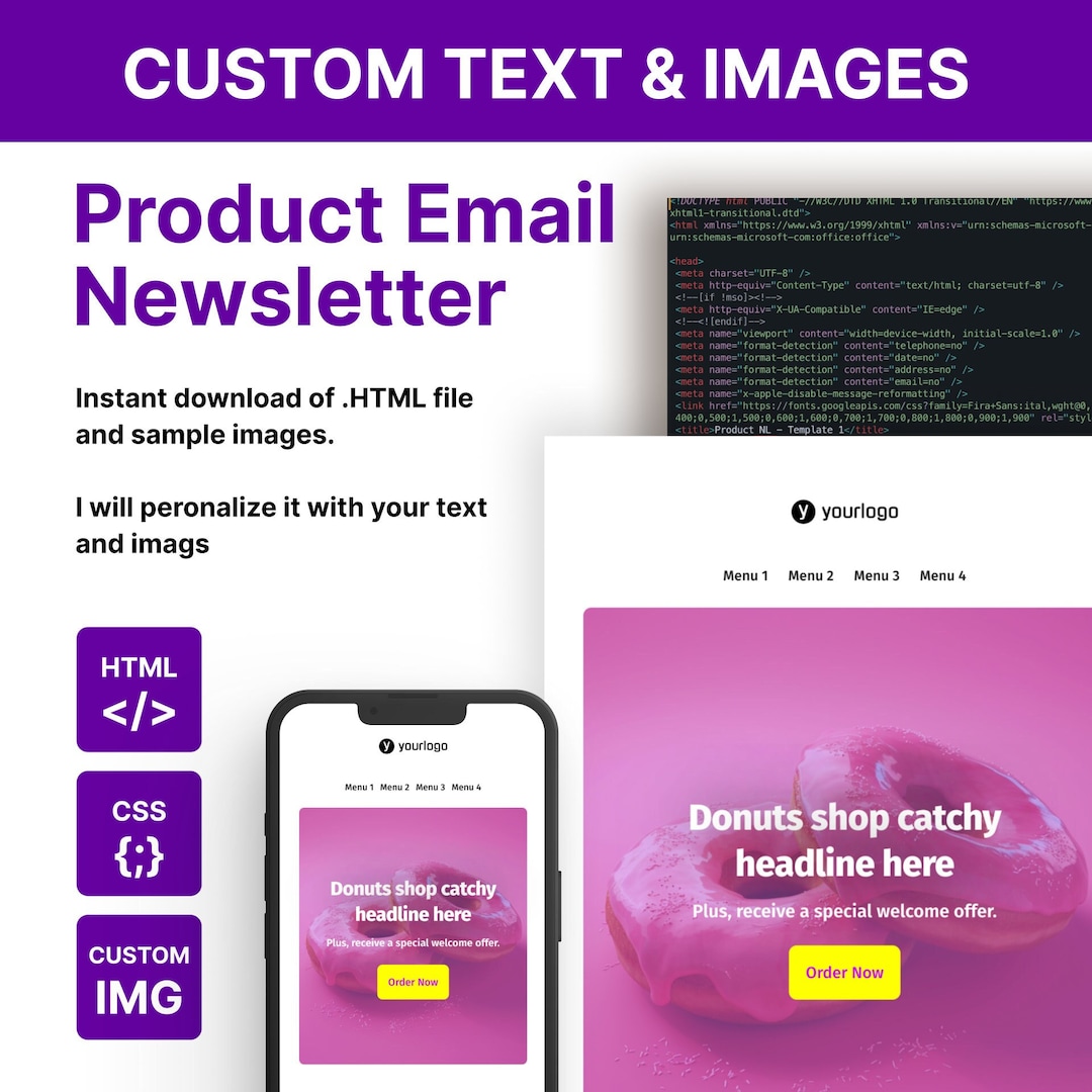 CUSTOM Modern HTML Email Newsletter Template Suited for Candy & Sweets ...