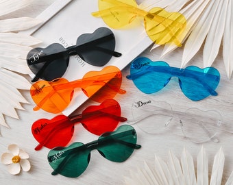 Anspruchsvolle herzförmige Brautparty-Sonnenbrille, herzförmige Sonnenbrille im Vintage-Stil, perfektes Brautjungferngeschenk, stilvolle randlose Sonnenbrille