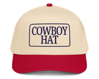 Embroidered Cowboy Hat Trucker Cap | Retro 5-Panel Snapback, Ironic Western Style