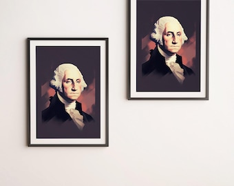 George Washington Minimalist Art Print: Founding Father Portrait (Digital Download)