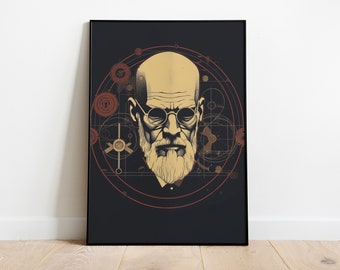 Sigmund Freud Minimalist Art Print: Psychology Poster (Digital Download)