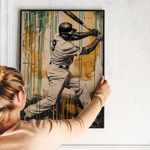 1950s Baseball Player Digital Poster, High-Quality  Poster, Vintage Sports Art, Instant Download, Classic Baseball Decor, Baseball Gift