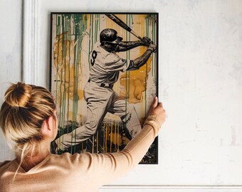 Kunstposter honkbalspeler jaren 50: vintage sportdecor (digitale download)