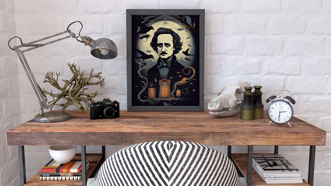 Edgar Allan Poe Portrait Art Print: Gothic Literature Decor (digital ...