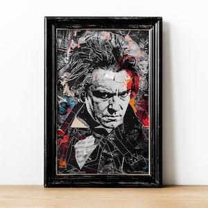 Ludwig van Beethoven Portrait Digital Poster, Textural Paint Effects, High-Quality Instant Download, Classical Composer Art, Music Decor