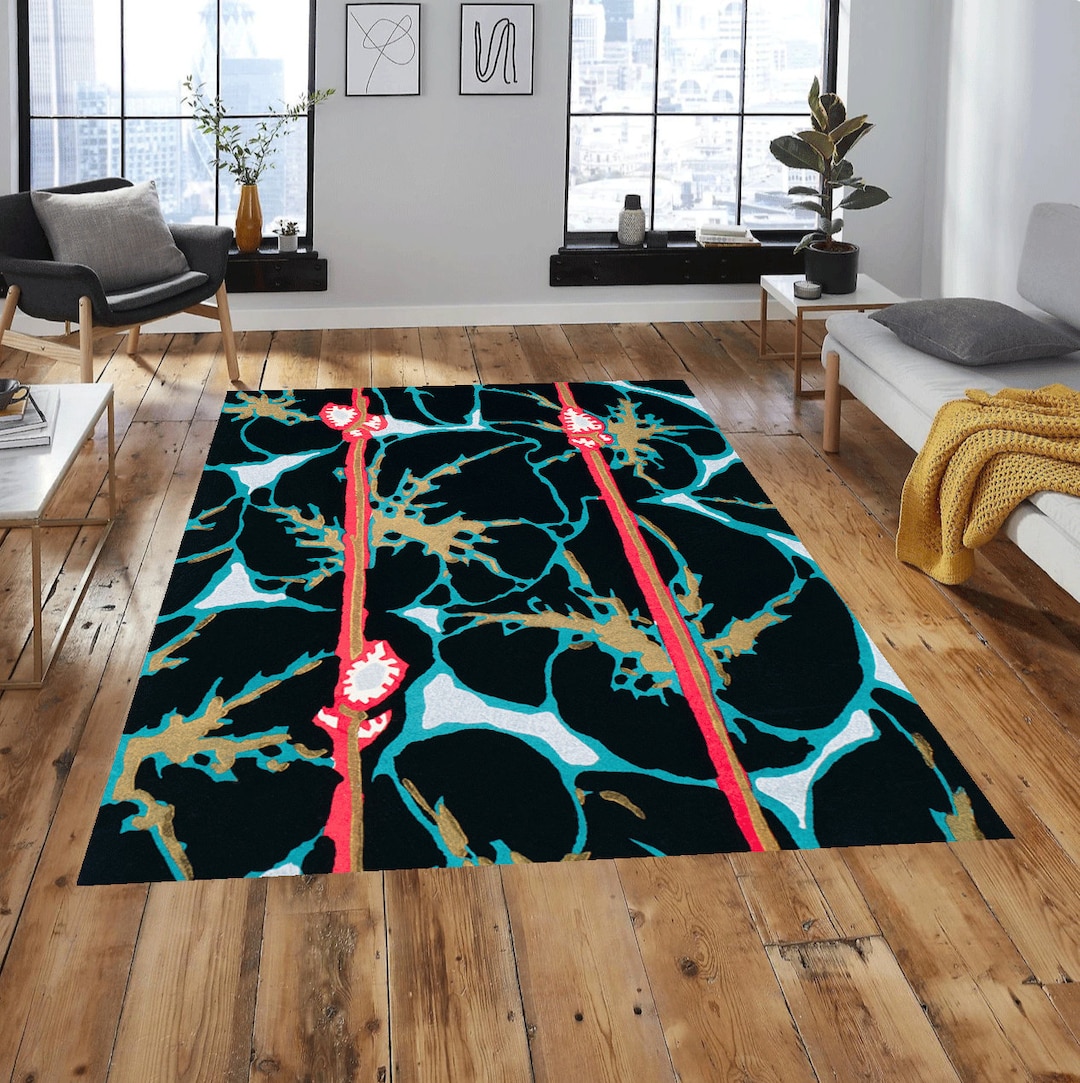 Black Bamboo EA Seguy Art Nouveau Rug, French Botanical Area Rug - Etsy