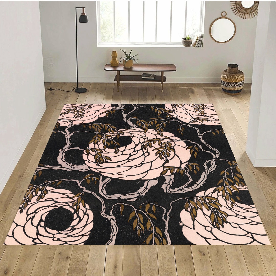 Art Deco Rug by Artist E.A Seguy, Unique Floral Rug, Art Nouveau Flower ...