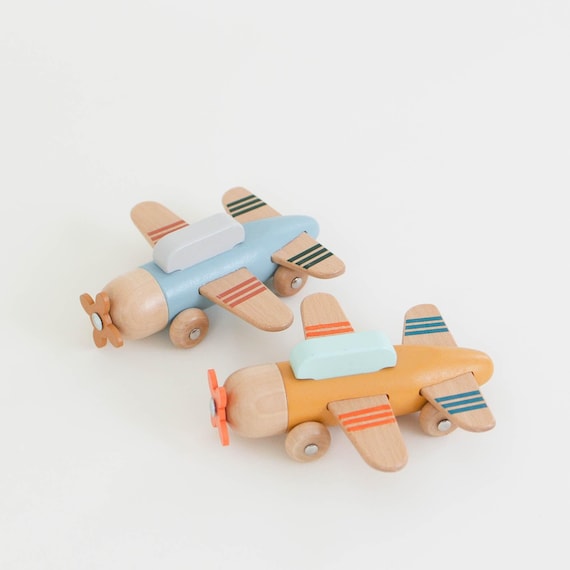 Montessori Wooden Airplane Toy: Pretend Play Vehicle