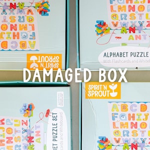 CAIXA DANIFICADA Quebra-cabeça de alfabeto de madeira para crianças pequenas com flashcards e quadro branco - Quebra-cabeças para crianças com contas de amarrar e barbante - ABC Learning