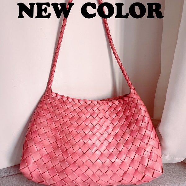 NEW COLOUR 100% handmade retro cowhide shoulder bag, tote bag, handbag, best gift, mothers day gift, woven leather bag, leather woven bag