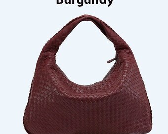 sheepskin leather hobo bag/woven leather bag/women designer bag/luxury bag/women handbags/handwoven handbag