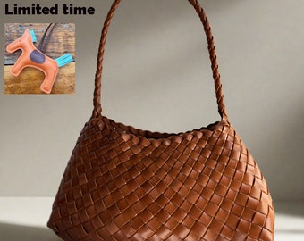 100% handmade retro cowhide shoulder bag, tote bag, handbag, best gift, mothers day gift, woven leather bag, leather woven bag, everyday bag