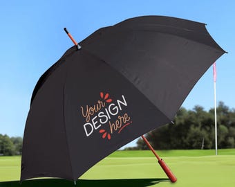 Custom Golf Umbrella – Personalized Logo Umbrella, Windproof 8-Panel, Wooden Handle, Corporate & Event Gift