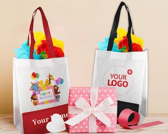 Custom Logo Gift Bags: 12 Reusable Non-Woven Tote Bags