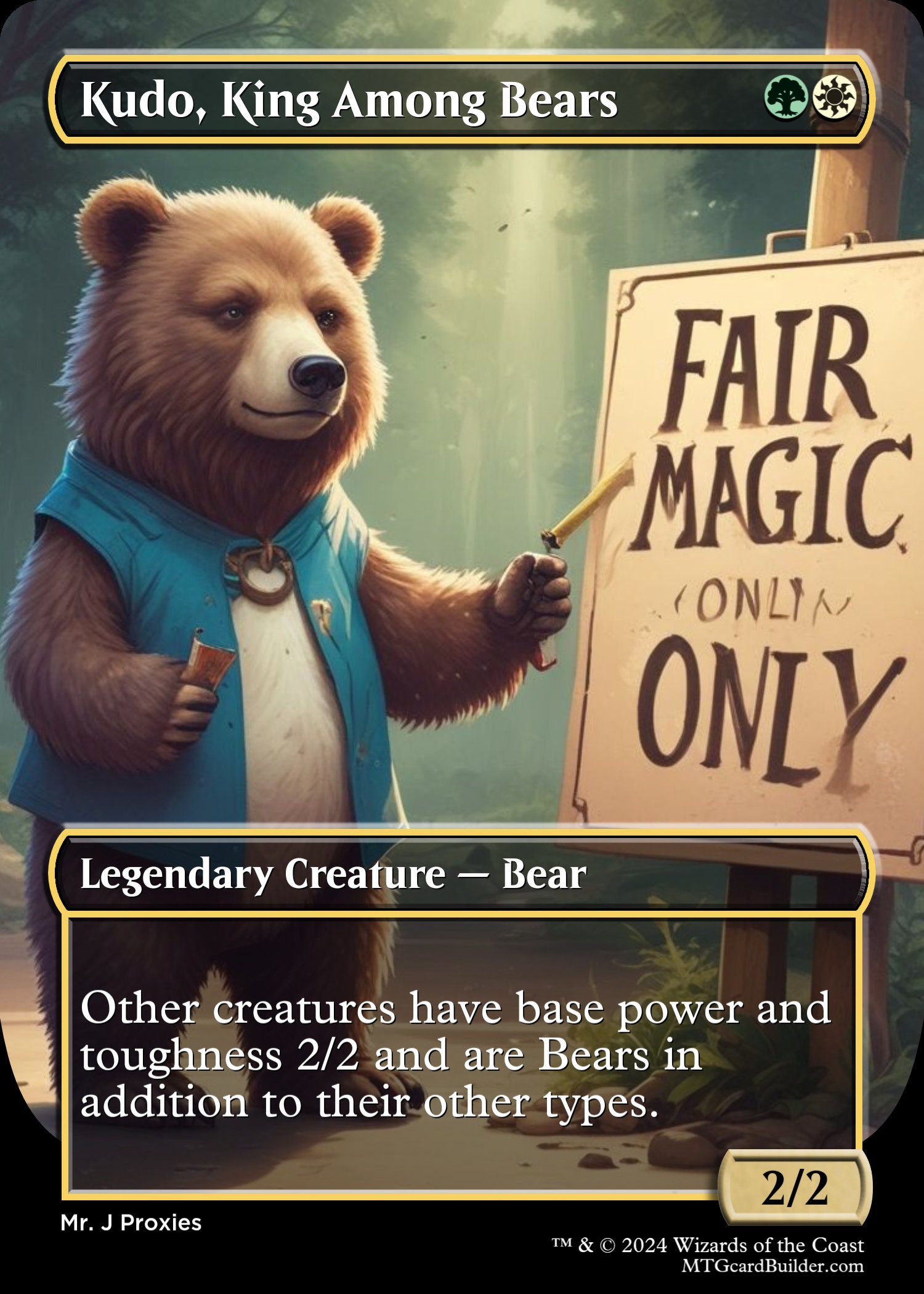 Mtg Kudo, King Among Bears Holographic Proxies Etsy