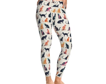 Cat-tastic Leggings: USA-Made Stretchy Fit for Yoga, Gym, and Beyond